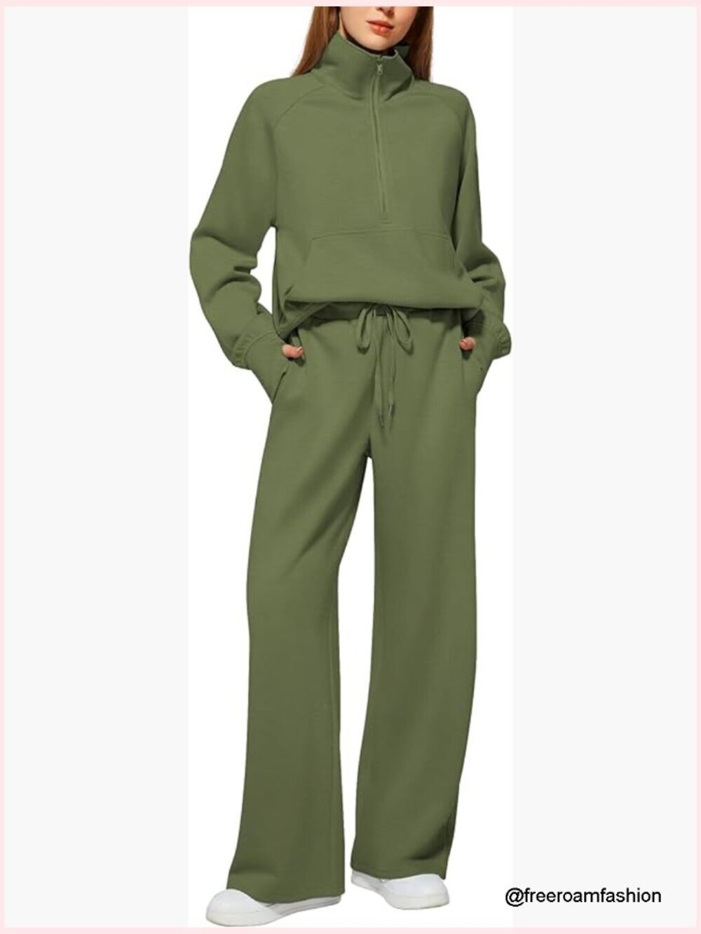 Half Zip Oversized Sweatsuit Wide Leg Jogger Set Two Piece Lounge Outfit
